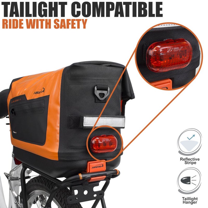 Ibera Bike Trunk Bag - PakRak Clip-On Quick-Release Waterproof Bicycle Commuter Bag (Orange) - Image 3